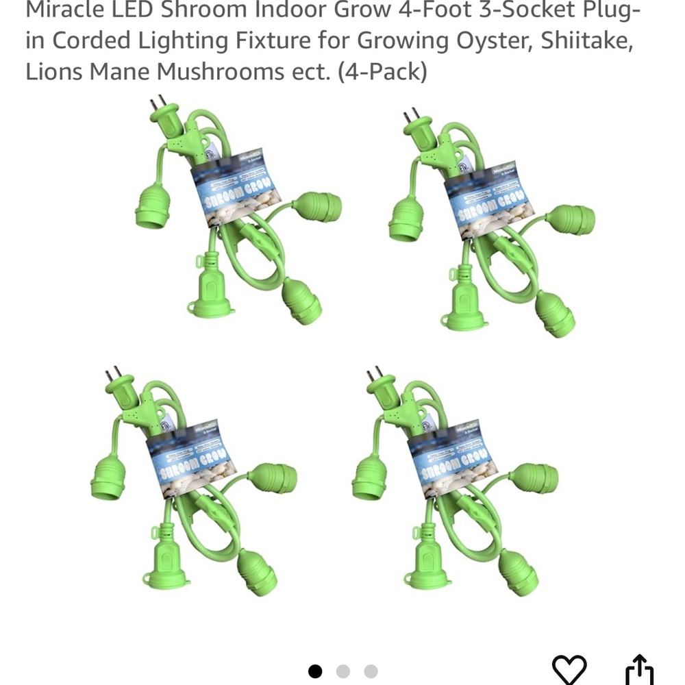 Miracle LED shroom indoor grow 4-foot 3-socket plug-in corded lighting fixture
